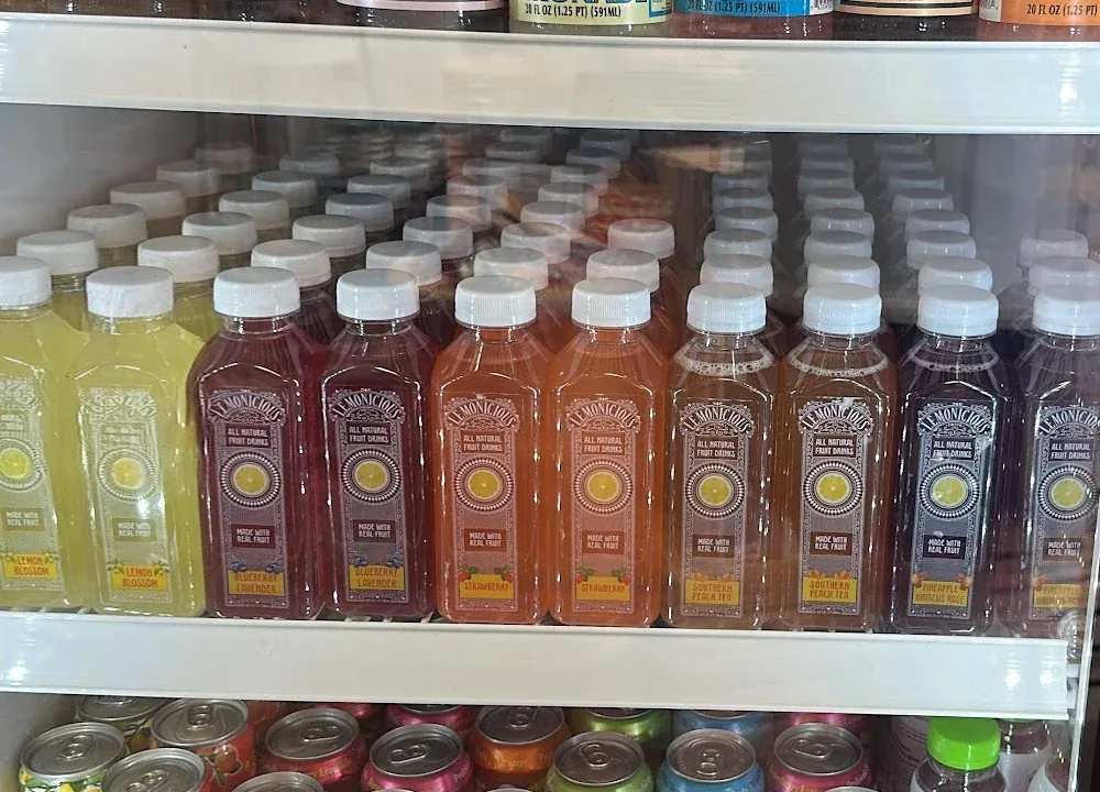 Lemonicious fruit infusions stocked in a refrigerated retail cooler